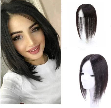 SH 100% Remy Straight Hair Piece Mono Silk Base Closure Wigs Clip-in Black Brown Hair Extensions for Human Hair Toppers