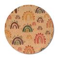 Rainbow Cartoon Star Circular Round Kids Cork Rubber Yoga Mat Wood Grain Yoga Mat Dance Children'S Small Kids Yoga Mat Size 120
