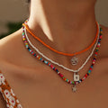 Korean Fashion Colorful Little Lock Star Beaded Necklace Set for Women Bohemian Beads Clavicle Chain Choker Necklace Jewelry