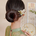 Elegant Bell Orchid Flower Tassel Metal Hair Stick Ancient Chopsticks Hanfu Step Shake Chinese Style Headwear for Women