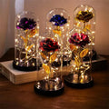 Cheap Price Red Gold Foil Rose Galaxy Rose Flower Valentine's Day Gift Gold Foil Rose in Glass Dome