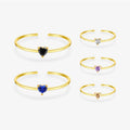 FUAMAY Minimalist Heart CZ Open Adjustable Ring Women Minimalist 18K Gold Plated 925 Sterling Silver Love Heart Zircon Rings