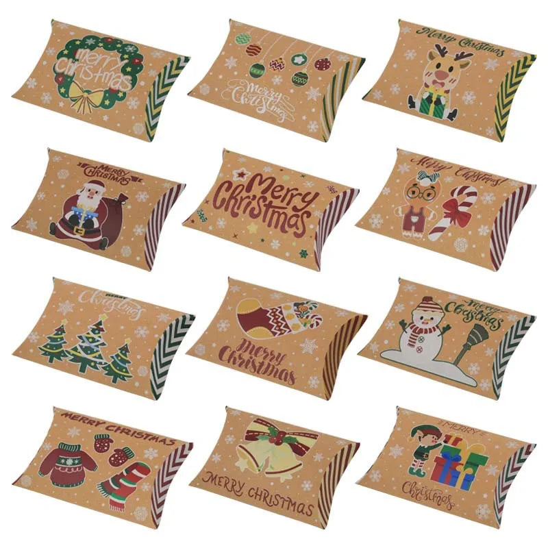 New Design Sweet Pillow Event Party Candy Cookie Shape Small Paper Box for Kids Christmas Pillow Box
