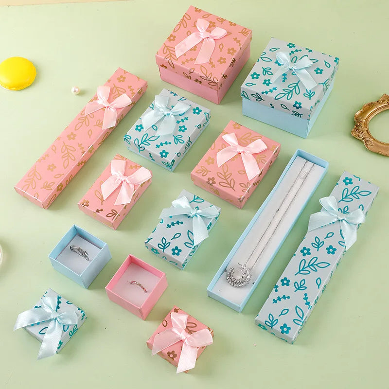 Wholesale Price Luxury Design Jewelry Paper Packaging Gift Box Jewelry Box With Ribbon Bow