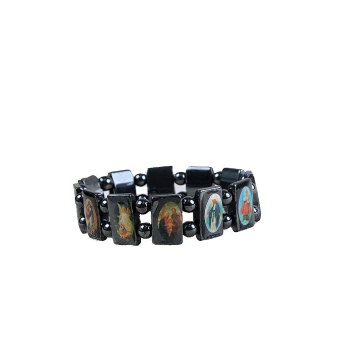 Black Iron Stone Magnetic Christ Pattern Sticker Magnet Creative Bracelet Jewelry Factory Direct Supply Wholesale