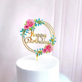 Printed Colorful Flowers Acrylic Popular Premium Lucite Laser Cut Party Happy Birthday Wedding Day Cake Topper Decoration