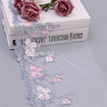 1 Yard Flower Embroidered Mesh Lace Trim Ribbon Fabric DIY Garment Wedding Dress Sewing Craft