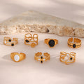 Drop Ship Tarnish Free 18K Gold Plated Adjustable Stainless Steel Rings Set Enamel French Rings