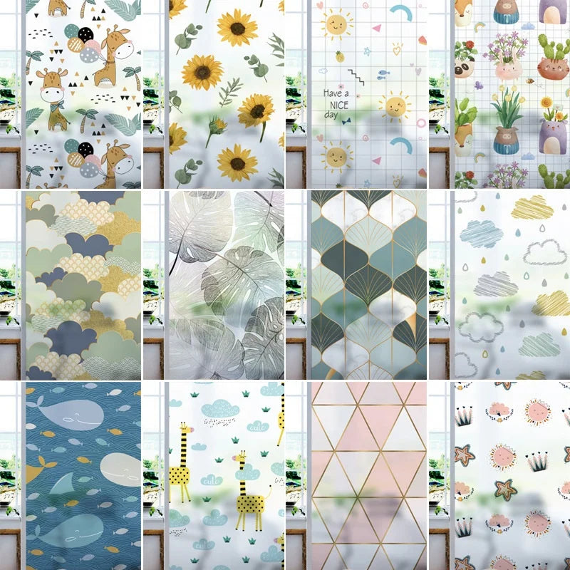 UDK Modern Luxury Vinyl Static Window Sticker Transparent Glass Film Home PVC+PET Material Privacy Protection Decor Embossed