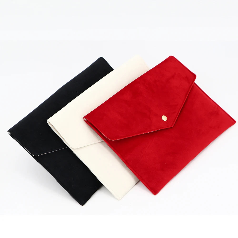 Snap Button Design With Clasp Soft Velvet Envelope Document Bag Felt File Holder A4 Felt Document Bag File Folder Package Bag