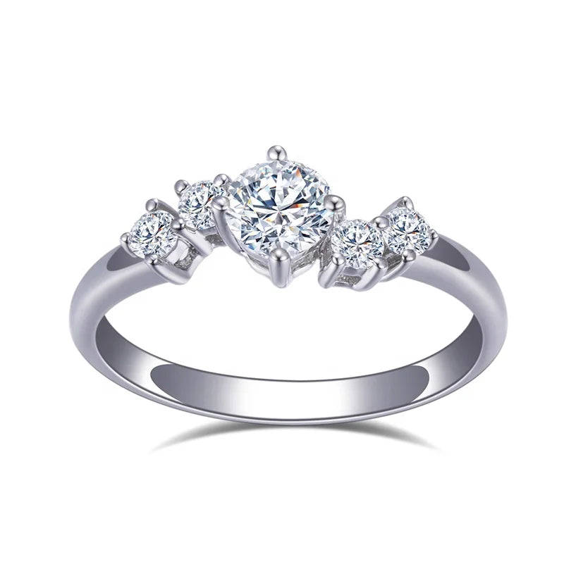 MSR-944 9K White Gold 5 Stones Lab Diamond Ring Wedding Diamond Engagement Ring