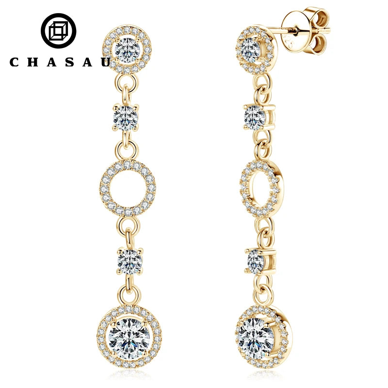 Exquisite Chain Jewelry D Color 2.0CTTW Moissanite Dangle Tassel Original 925 Sterling Silver Drop Earrings for Women