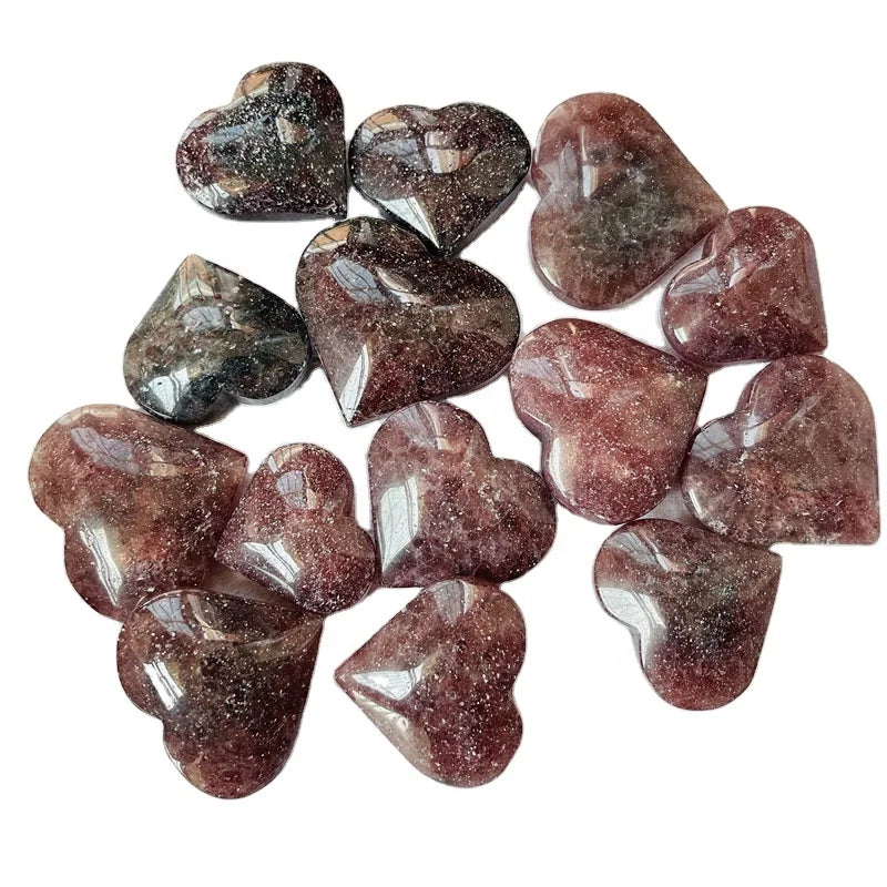 Wholesale Natural Healing Crystal Stone Heart Strawberry Quartz Heart