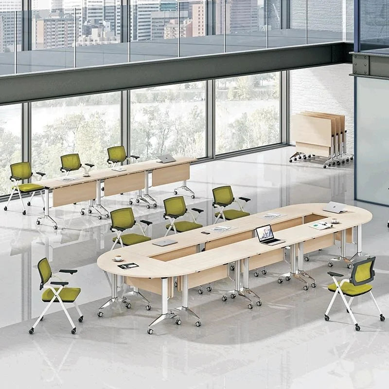 ICON Desk Supplies Office Foldable Desk Furniture Set Conference Desk with Charging Outlet for School Folding Conference Table