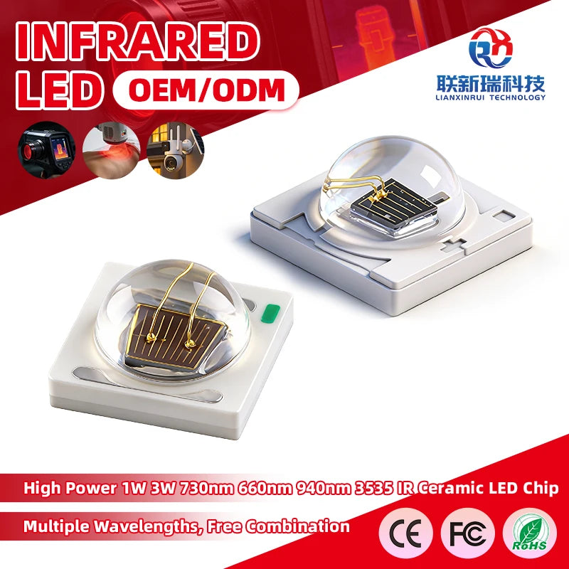 Hot Sale Custom Made High Power IR LED Chip 1W 3W 3535 SMD 730nm 660nm 940nm for Lighting and Circuitry Design