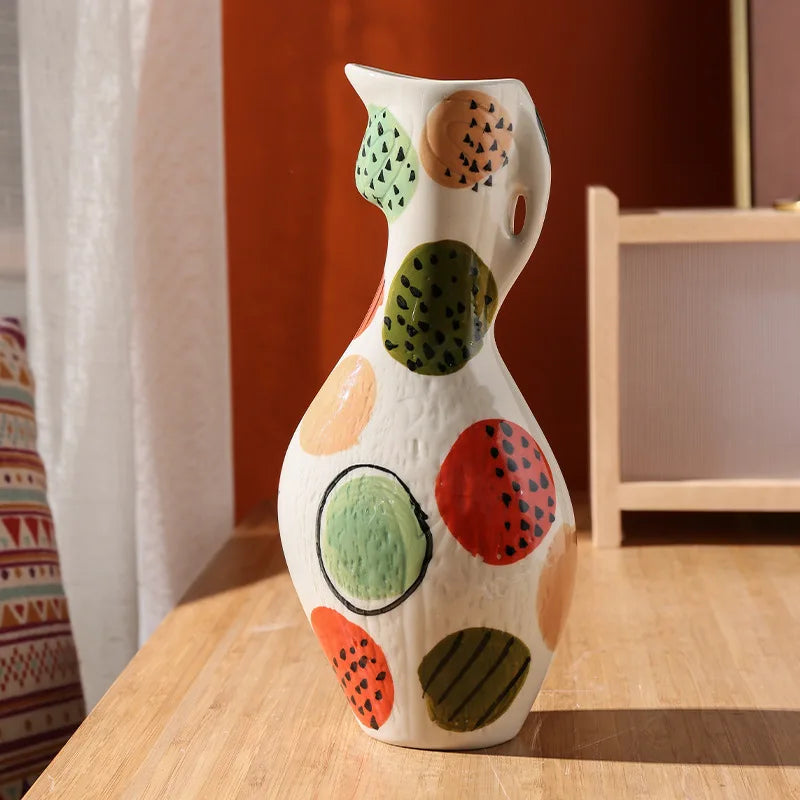 High Aesthetic Painted Vases for Home Living Room Study Hydroponic Flower Arrangement Nordic Style Minimalist Ceramic Vases
