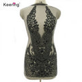 WDP-395 Keering 2023 Girls Luxe Crystal Gold Black Rose Gold Panel Rhinestone Appliques for Wedding Dresses