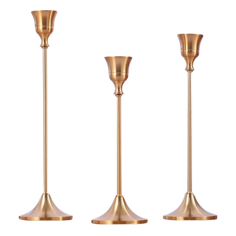 Modern Copper Color Matte Bottom Metal Candlestick Holder Handmade Wedding Dinner Accessories Stylish Home Decor