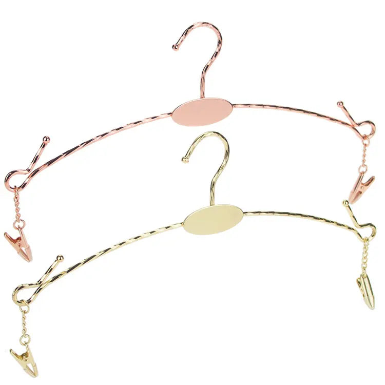 Commercial Close Fitting Clothing Customized Durable Metal Exhibition Lingerie Hangers