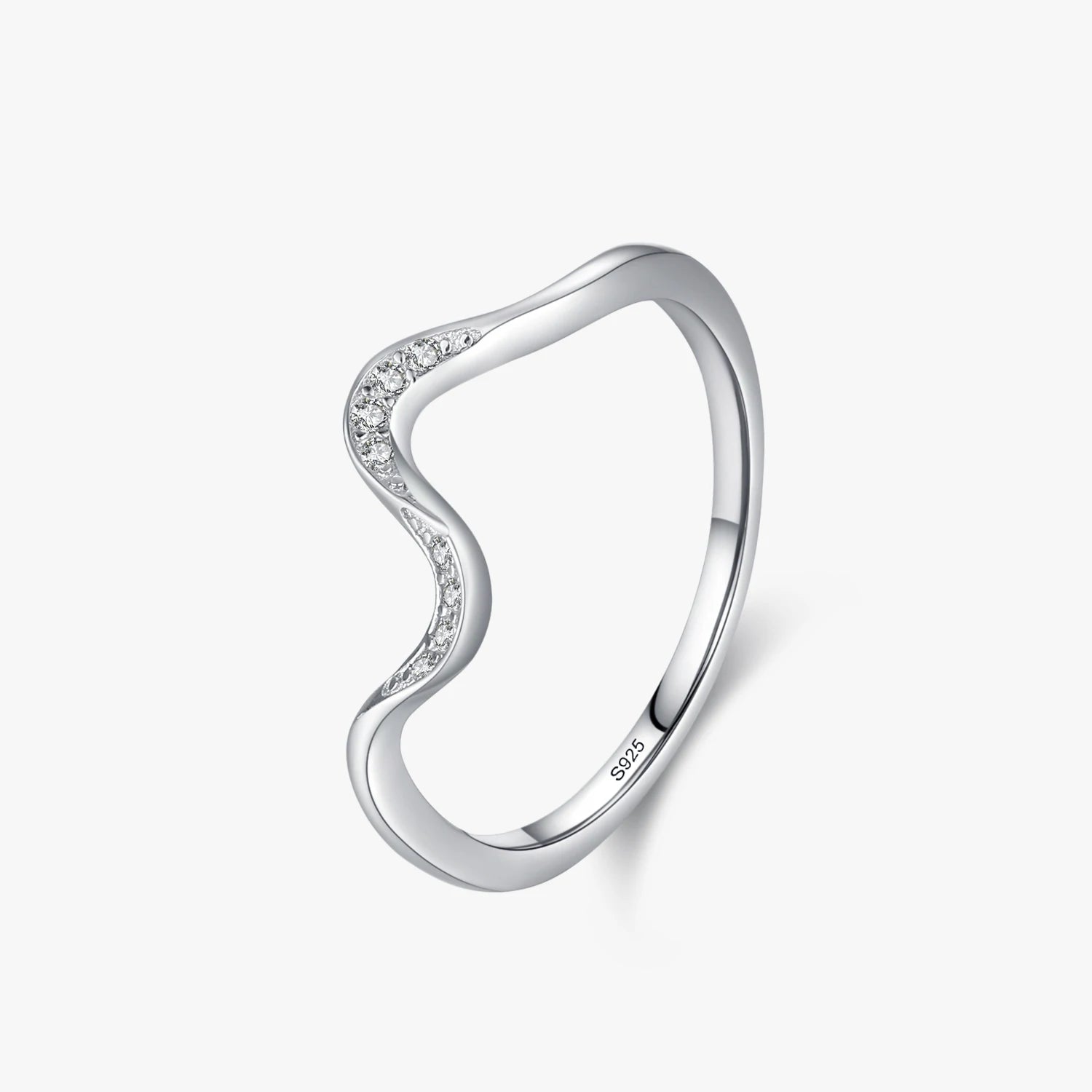 Ailmay Hot Sale 925 Sterling Silver Fashion Irregular Shape Clean Zircon Finger Ring for Women Girls Wedding Party Jewelry Gift