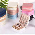 46 Colors Square Shape PU Leather Travel Jewelry Storage Box Organizer for Earrings Rings Necklaces with Zipper