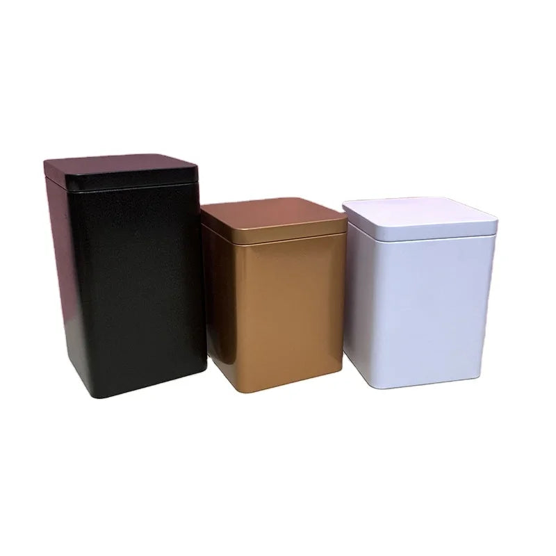 Square Tinplate Coffee Spice Tea Packaging Gift Tin Metal Can