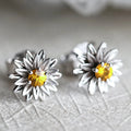 CAOSHI Luxury Daisy Flower Design Yellow/White Crystal Cubic Zirconia Earring for Women Wedding Silver/Gold Plated Stud Earrings