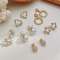 OEM Vintage Geometric Earrings Set Elegant Jewelry Flower Heart Circle Pearl Earrings Set for Women