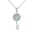 Engagement Charms Crystal Abalone Shellfish Key Pendant 925 Sterling Silver Necklace