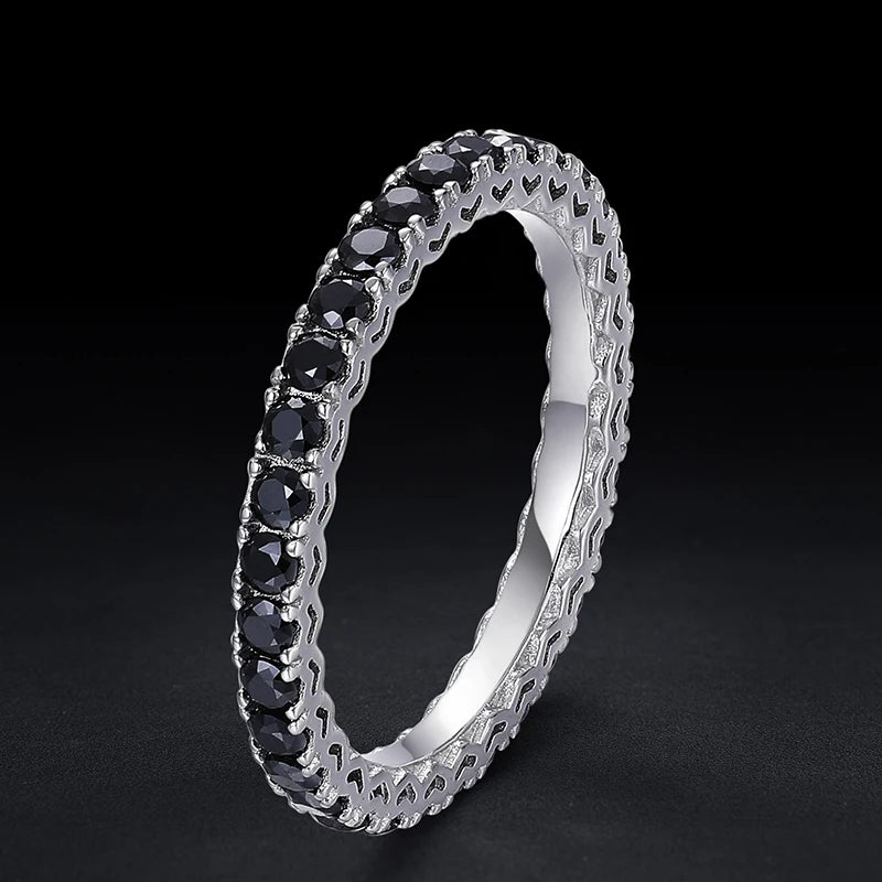 Wholesale Fine Jewelry Dainty 2.45mm 925 Sterling Silver 1 Row Black D Color VVS Moissanite Diamond Tennis Band Ring