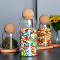 Glass Jar with Wood Lid Ball Jar Food Storage Container Clear Candy Jars Food Storage Canister Sugar Coffee Tea Beans