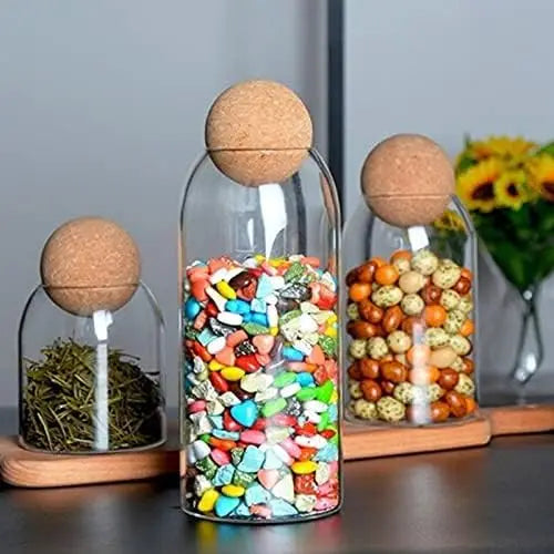 Glass Jar with Wood Lid Ball Jar Food Storage Container Clear Candy Jars Food Storage Canister Sugar Coffee Tea Beans