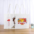 YOUQU 8oz Customized Logo Eco-friendly Silk Screen Printed Cotton Canvas Tote Shopping Bag Personalized Letter Pattern