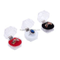 3.8*3.8*3.7cm Wholesale Transparent Acrylic Wedding Ring Display Gift Box with Portable Octagon Design and Sponge Padding
