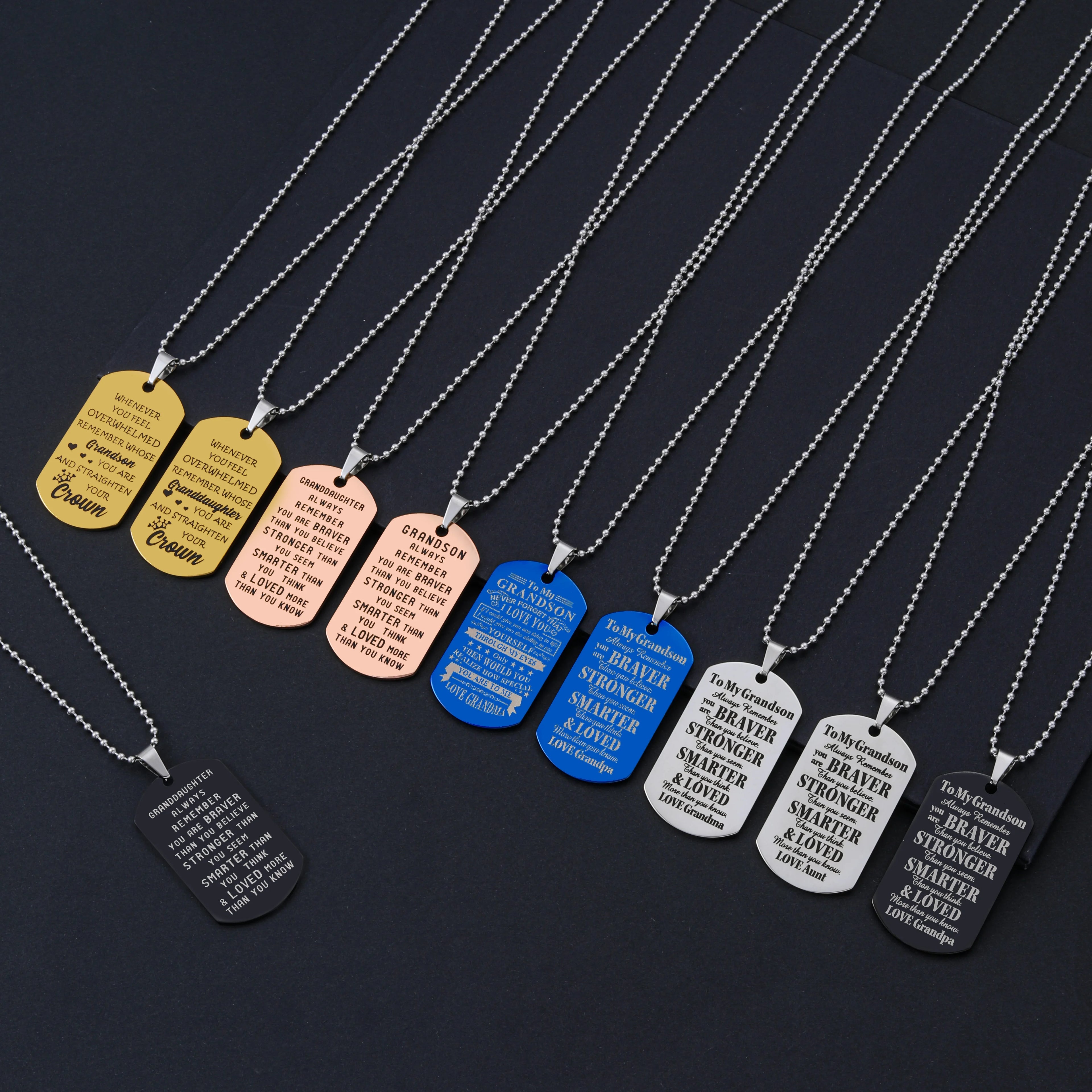 Ywganggu Commemorative Custom Pendant Family Affection Engraved Stainless Steel 5 Colors Necklace Wholesale Jewelry