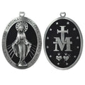 Catholic Virgin Mary Medal Large 135*95mm Our Lady of Grace Oval Pendant Gold Plated Alloy Religious Jewelry Diamond Main Stone