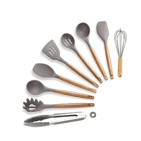 Wholesale 12 Pcs Premium Quality Silicone Wooden Handle Kitchen Cooking Utensils Set