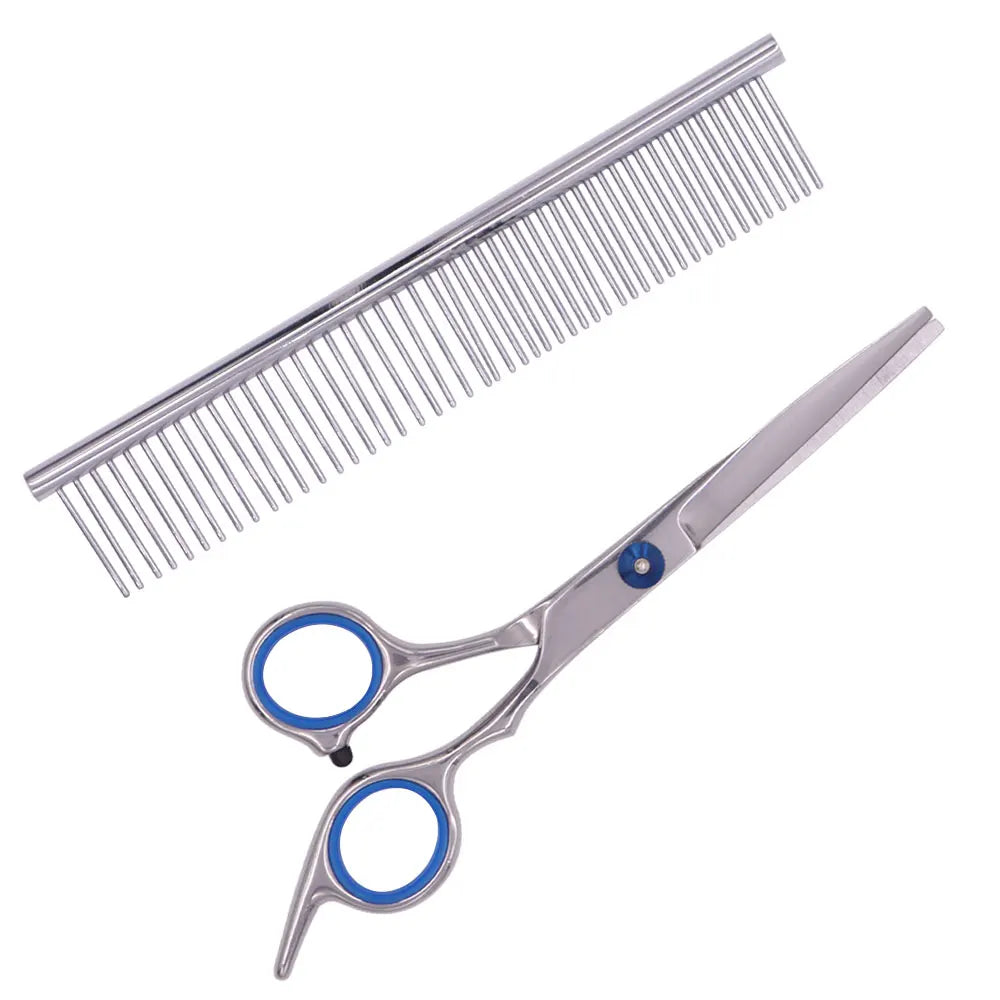 Factory Directly Professional Straight & Thinning Shears Stainless Steel Titanium Coated Pet Cat Dog Grooming Scissors Kit Set