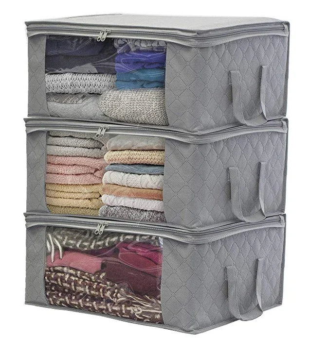 Foldable Storage Bag Organizers with Customized logo Large Clear Window & Carry Handles Wardrobe Bag for Clothes Toys