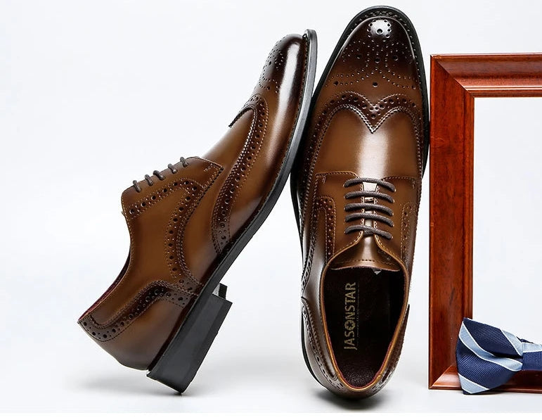 Brook Gentleman Carved Men's Lightweight Non-slip Dress Shoes Wear Resistant Breathable Deodorant for Business & Wedding Oxfords