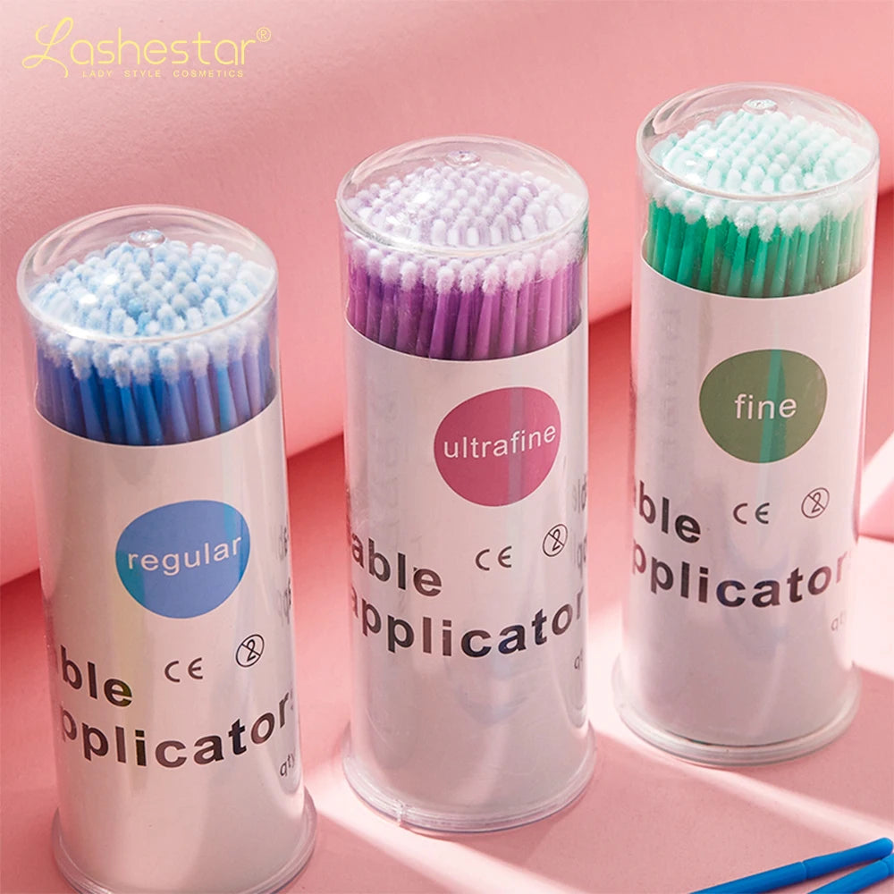 Lashestar 100pcs Colorful Disposable Brush Individual Lash Removing Tools Makeup Eyelash Extension Tool Mini Lash Brushes