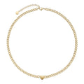 14K Gold Plated Stainless Steel Jewelry Cuban Chain Heart Charm Accessories Necklaces P213274