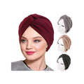 Wholesale Solid Color Polyester Spandex Headwrap Twisted Turban Hats for Women
