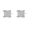 JINSE Iced Out Mens Cubic Zirconia Cubist Screw Earring Square Shape Micro Pave Men Cz Diamond Earring