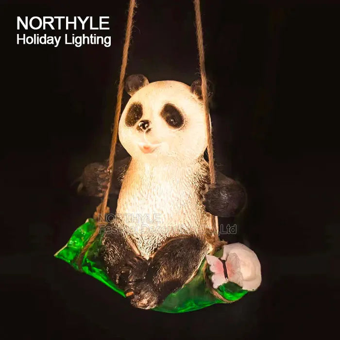 Hanging Electric Panda Statues Warm White LED Light up Outdoor Garden Decoration Waterproof 220V Amusement Park Xmas Decor
