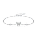 SL1631 925 Sterling Silver Sparkling CZ Charm Butterfly Link Chain Platinum Plated Bracelet for Women Girls Sweet Birthday Gifts