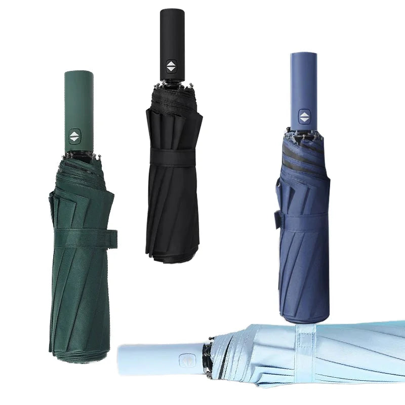 Wholesale Ready to Ship Big  Double Ribs Automatic Open Three Fold Umbrellas for the Rain Regenschirm