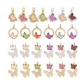 Trendy Crystal Glass Zircon  Butterfly Charm PendantReal 18K Gold Plated Necklace Bracelet DIY Craft Jewelry Making Supply S17