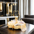 QIAN HU Nordic Style Large Metal Compartment Serving Tray Luxury Gold Handles Eco-Friendly Vintage Plate Dish Creative Home Use