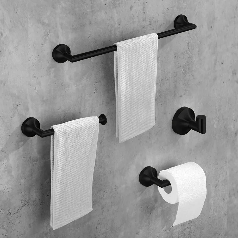 HONGDEC Black Stainless Steel 4 Accessory Set towel rack Bathroom Towel Set
